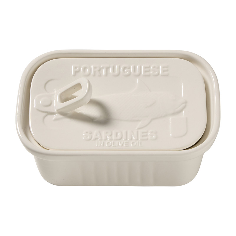 Sardienblikje - wit - 6.5x13x9.2 cm
