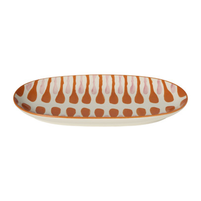 Plateau ovaal met print - oranje/paars - 3x31.5x15.5 cm