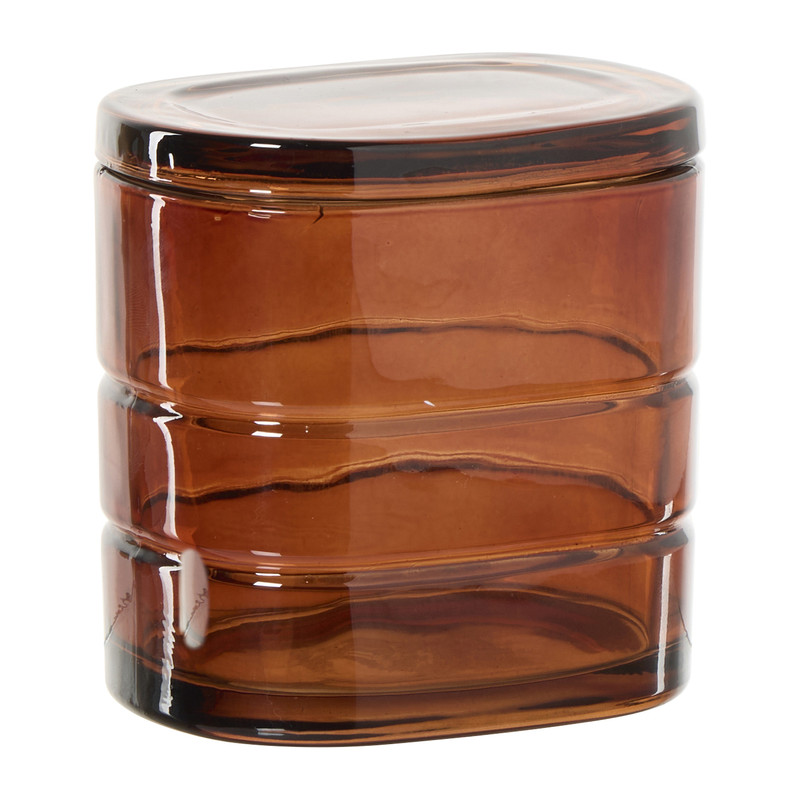 Opbergpotje glas - bruin - 10x10x7.6 cm