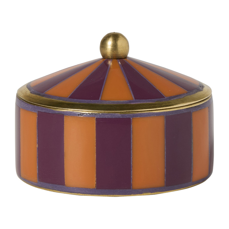 Opbergdoosje middel - paars/oranje - ø7x4 cm