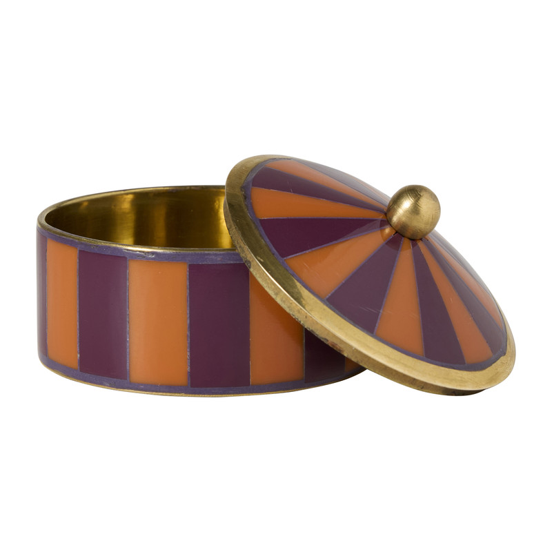 Opbergdoosje middel - paars/oranje - ø7x4 cm