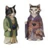Beeldje kat in kimono - groen - 22x11x9 cm