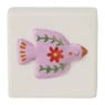 Siertegel vredesduif - wit/roze - 10x10x5 cm