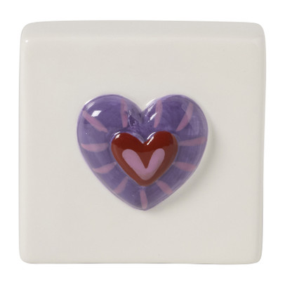 Siertegel hart - wit/paars - 10x10x5 cm