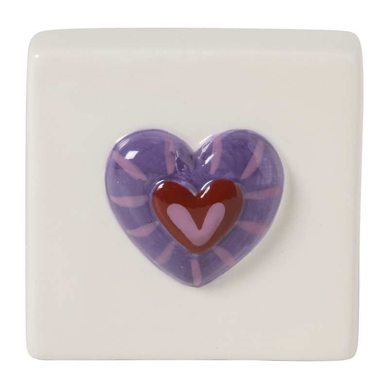 Siertegel hart - wit/paars - 10x10x5 cm