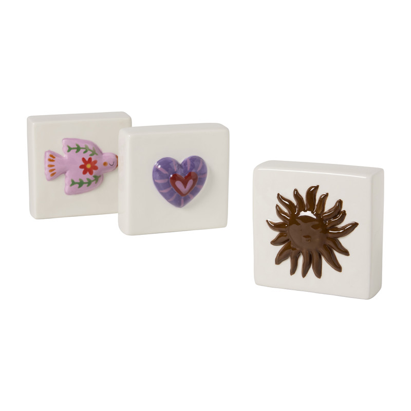 Siertegel hart - wit/bruin - 10x10x5 cm