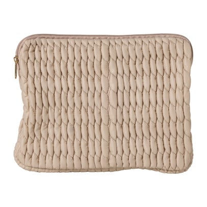 Opbergtasje gevlochten - beige - 21x28 cm