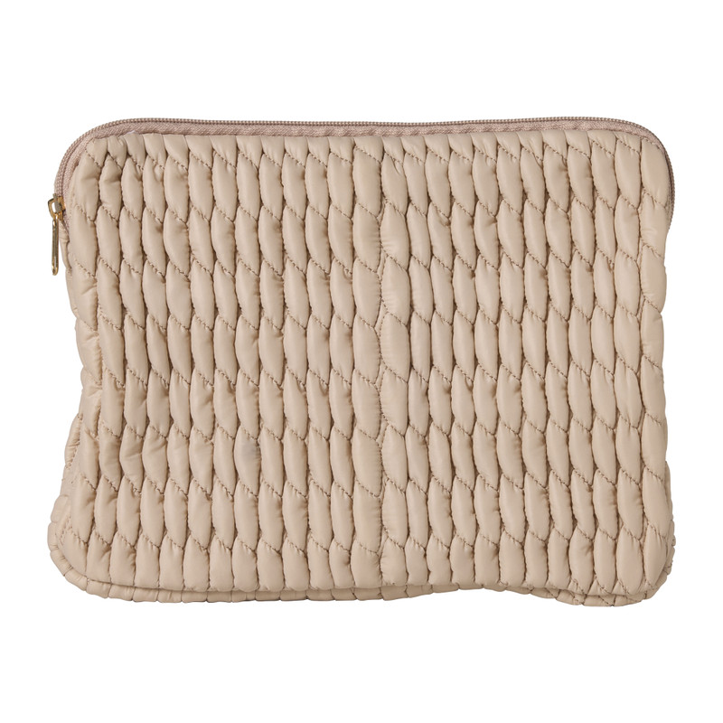 Opbergtasje gevlochten - beige - 21x28 cm