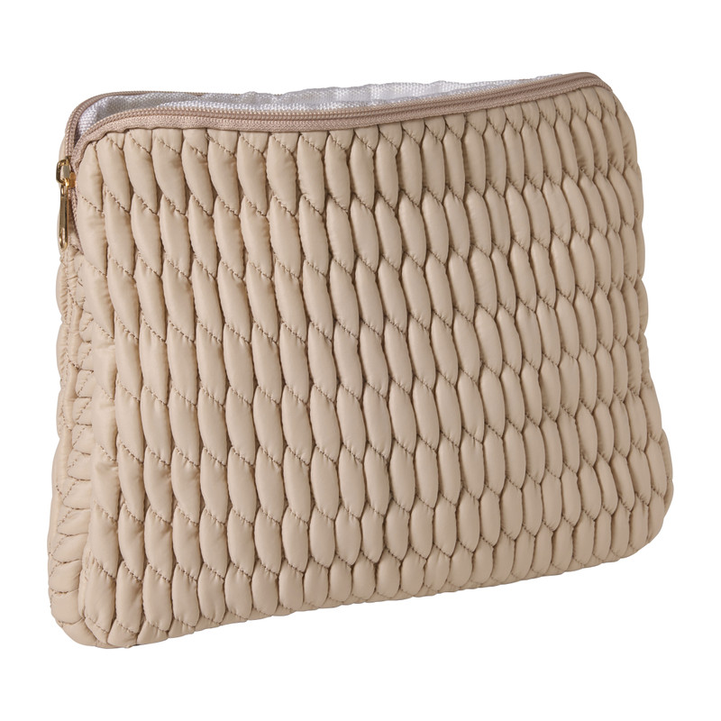Opbergtasje gevlochten - beige - 21x28 cm