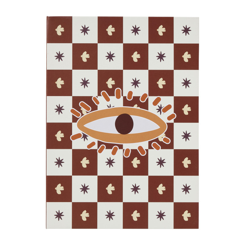 Opbergboek geblokt - bruin/wit - 3.7x25x18 cm