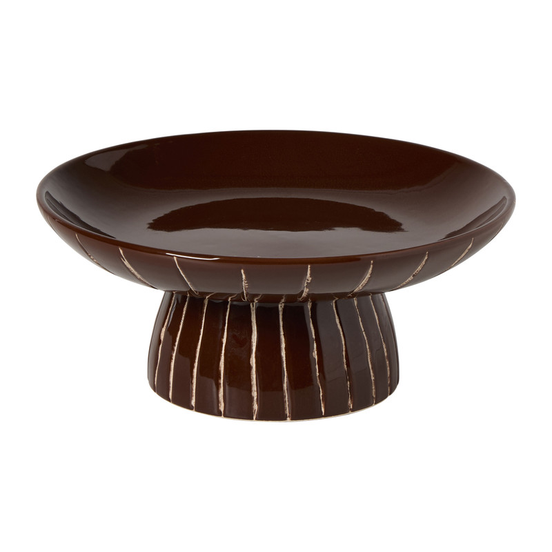 Schaal keramiek - bruin - ø22x9 cm 