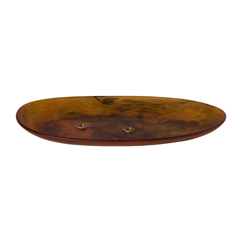 Decoratieschaal van resin - bruin - 40x22x4 cm 