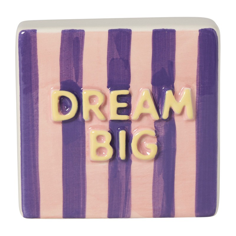 Tegel dream big - roze/paars - 10x10x3.5 cm