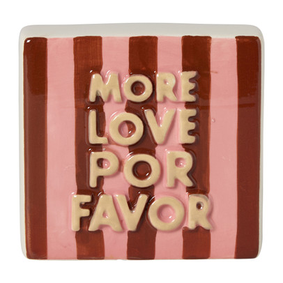 Tegel more love por favor - rood/roze - 10x10x3.5 cm