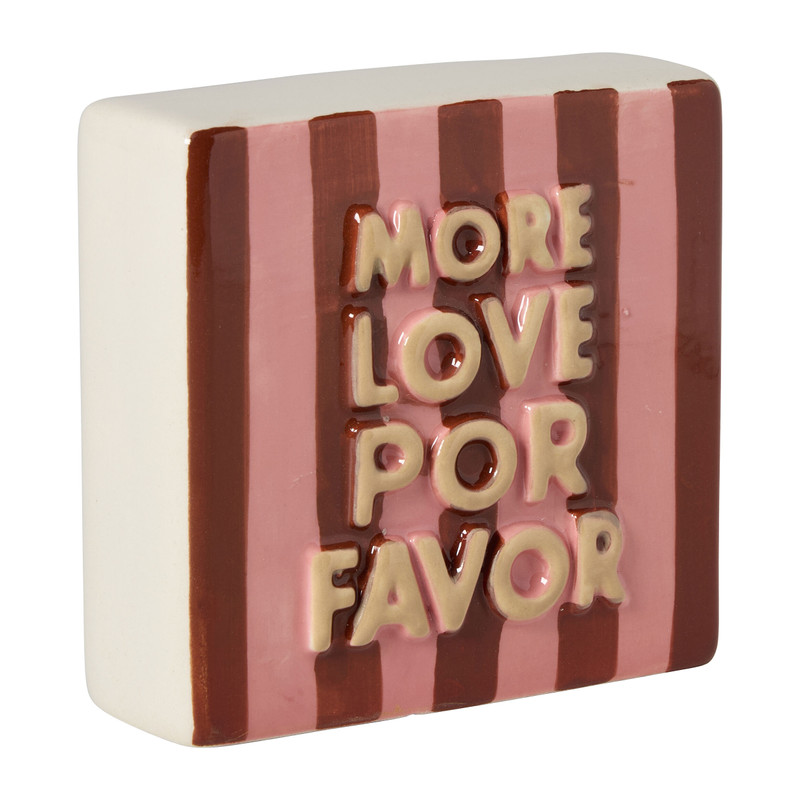 Tegel more love por favor - rood/roze - 10x10x3.5 cm