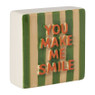 Tegel you make me smile - geel/groen - 10x10x3.5 cm