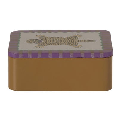 Opbergblikje tijger - multikleur - 6x12x9 cm