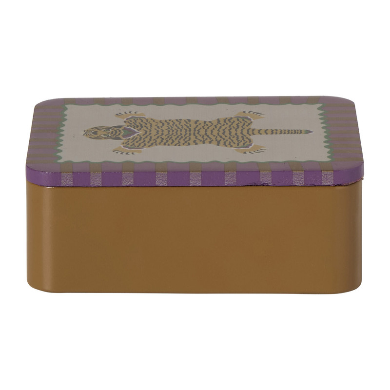 Opbergblikje tijger - multikleur - 6x12x9 cm