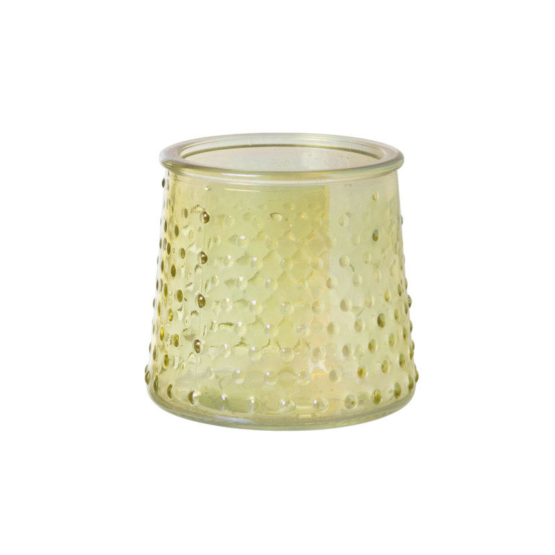 Waxinelichthouder geel - glas - ø8.3x7.3 cm