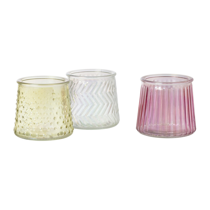 Waxinelichthouder geel - glas - ø8.3x7.3 cm