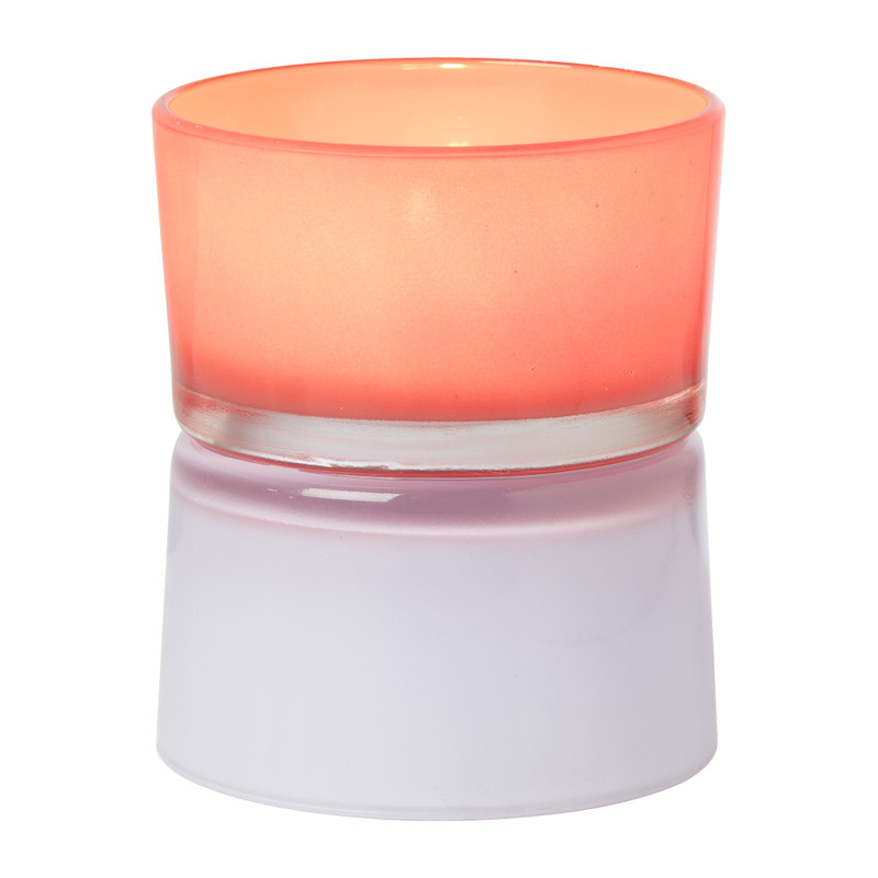 Waxinelichthouder dubbel - rood/lila - ø8.6x10.2 cm