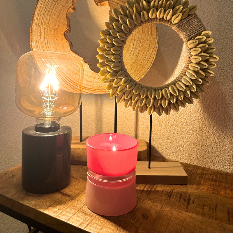 Waxinelichthouder dubbel - rood/lila - ø8.6x10.2 cm