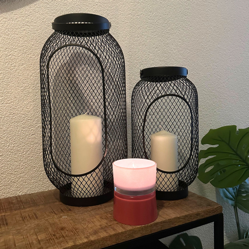 Waxinelichthouder dubbel - rood/lila - ø8.6x10.2 cm