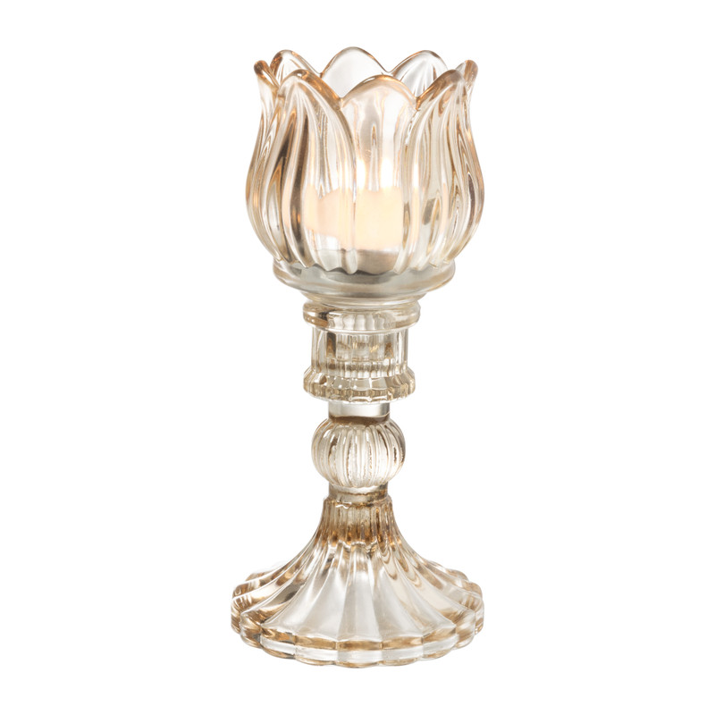 Waxinelichthouder tulp Nathalie - oker - ø7.8x14 cm