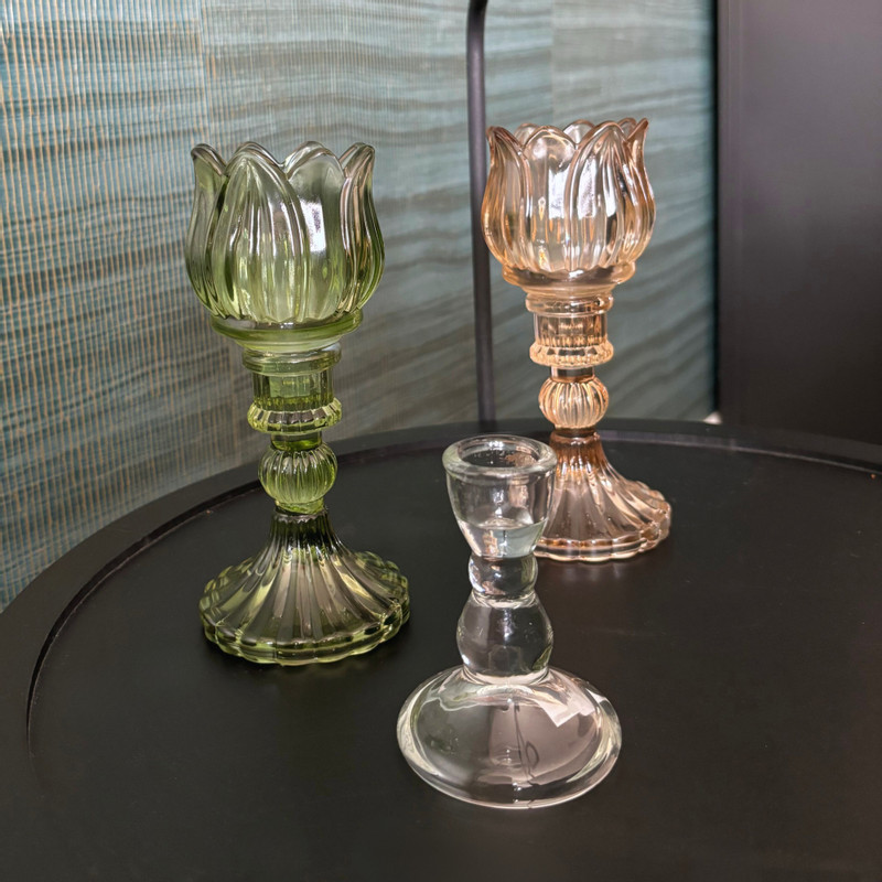 Waxinelichthouder tulp Nathalie - oker - ø7.8x14 cm