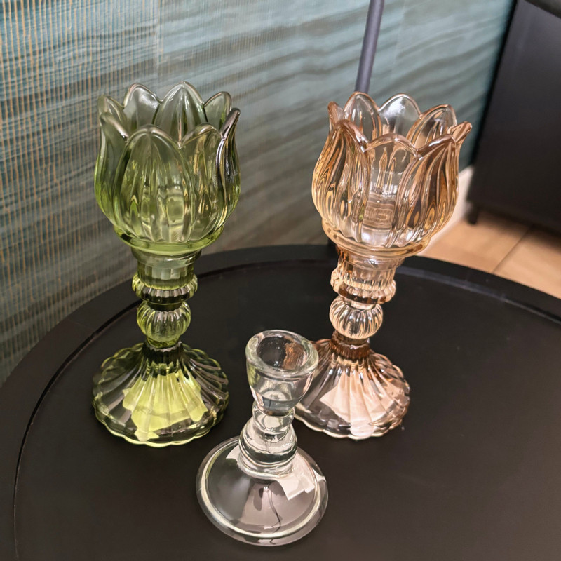 Waxinelichthouder tulp Nathalie - oker - ø7.8x14 cm