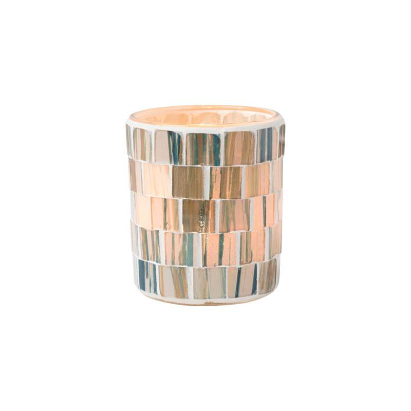 Waxinelichthouder Mozaïek - blauw - ø7.3x8.5 cm