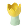 Waxinelichthouder tulp S - geel/groen - ø8x12 cm