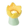 Waxinelichthouder tulp S - geel/groen - ø8x12 cm