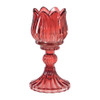 Waxinelichthouder tulp - bordeauxrood - ø7.8x14 cm