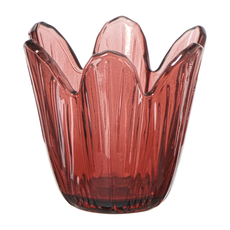 Waxinelichthouder bloem - rood - ø8.5x8 cm