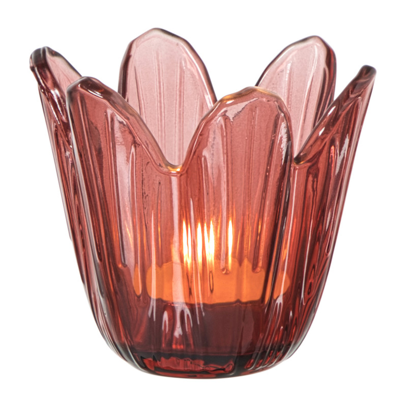 Waxinelichthouder bloem - rood - ø8.5x8 cm