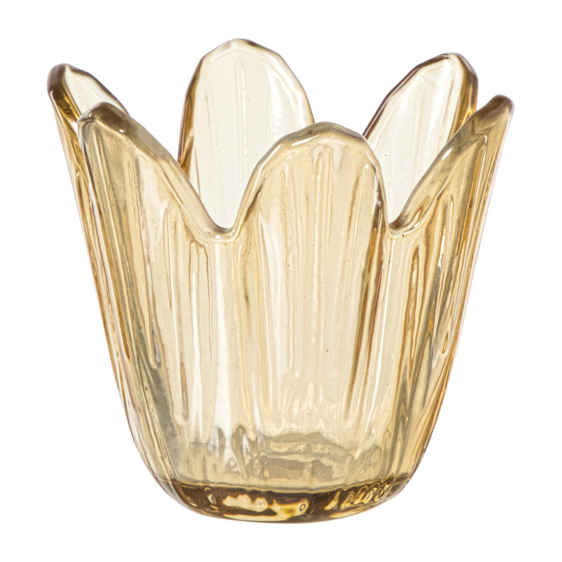 Waxinelichthouder bloem - geel - ø8.5x8 cm