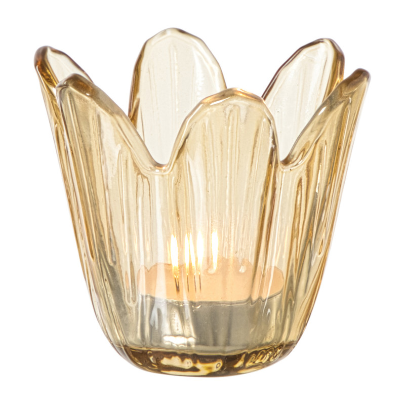 Waxinelichthouder bloem - geel - ø8.5x8 cm