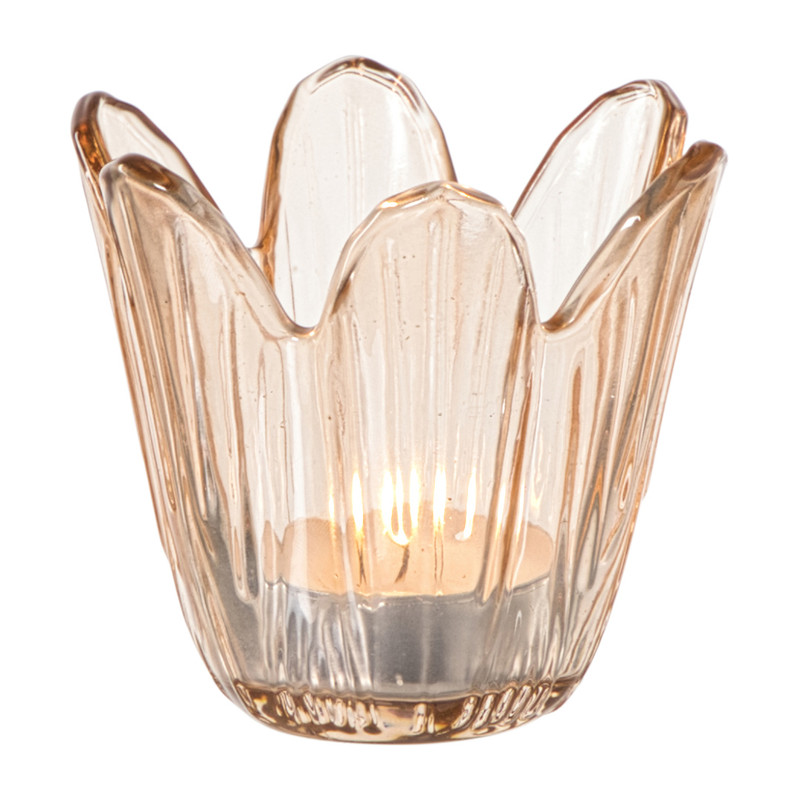 Waxinelichthouder bloem - oranje - ø8.5x8 cm