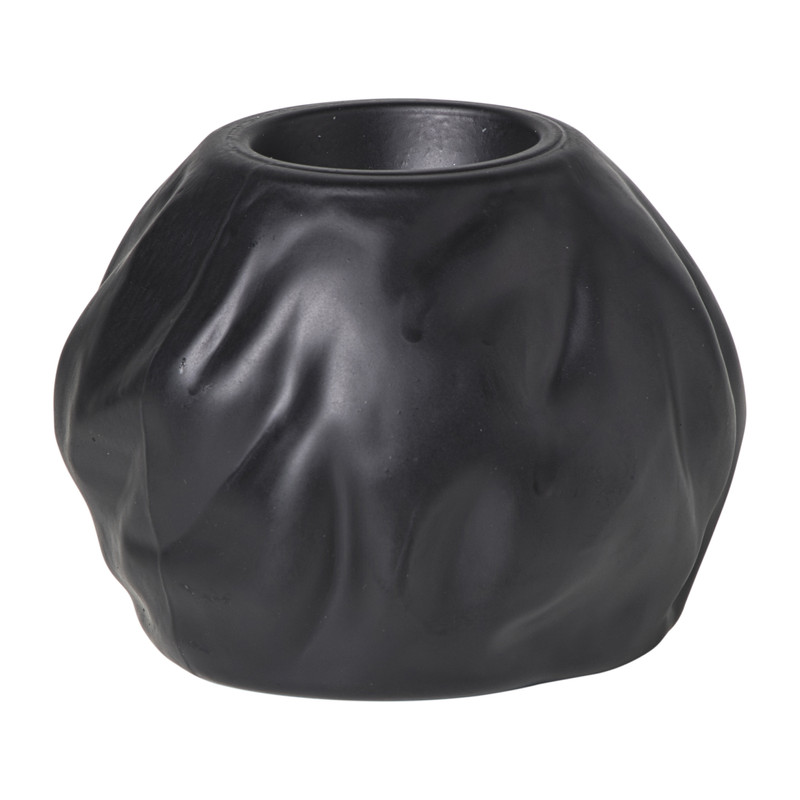 Waxinelichthouder bol - zwart - ø10.5x8 cm