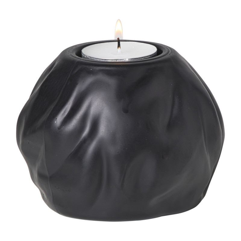 Waxinelichthouder bol - zwart - ø10.5x8 cm