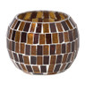 Waxinelichthouder mozaiek - bruin - ø8x6.5 cm