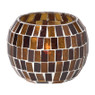 Waxinelichthouder mozaiek - bruin - ø8x6.5 cm