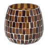 Waxinelichthouder mozaiek - bruin - ø9x8 cm