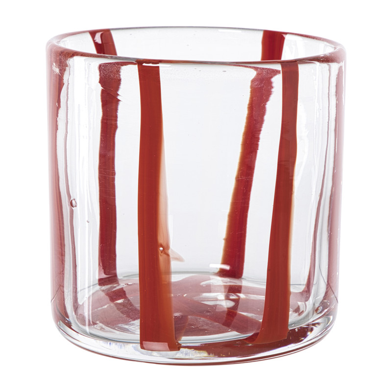 Waxinelichthouder streep - rood - ø10x10 cm