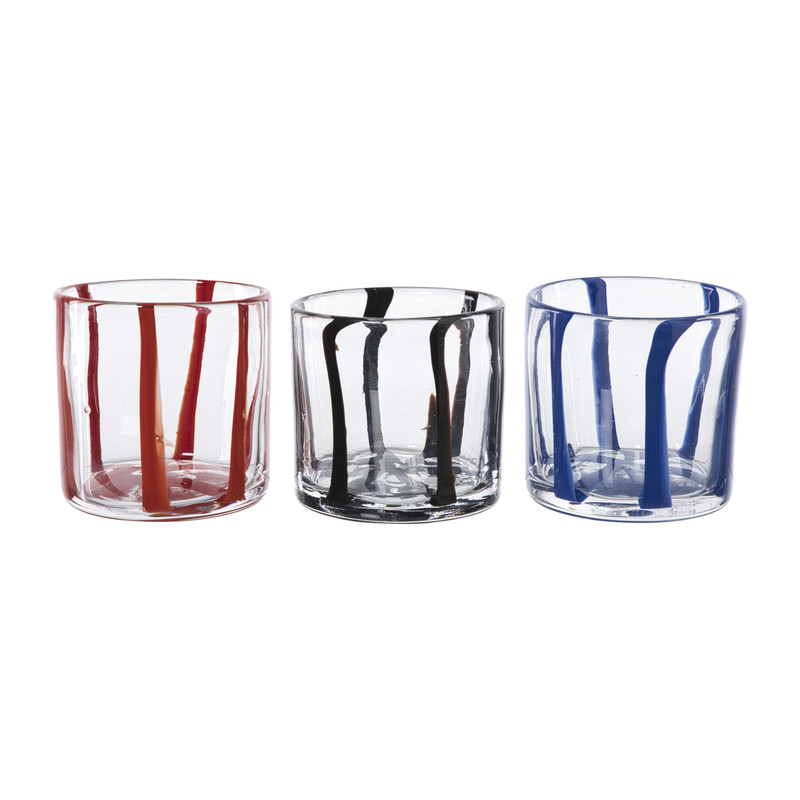 Waxinelichthouder streep - rood - ø10x10 cm