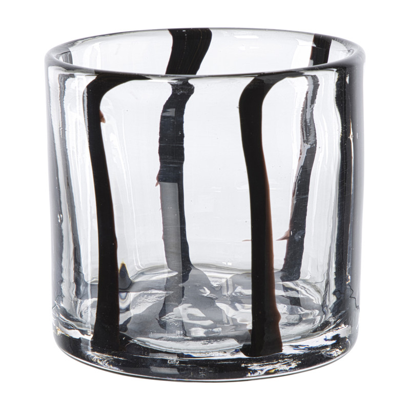 Waxinelichthouder streep - zwart - ø10x10 cm