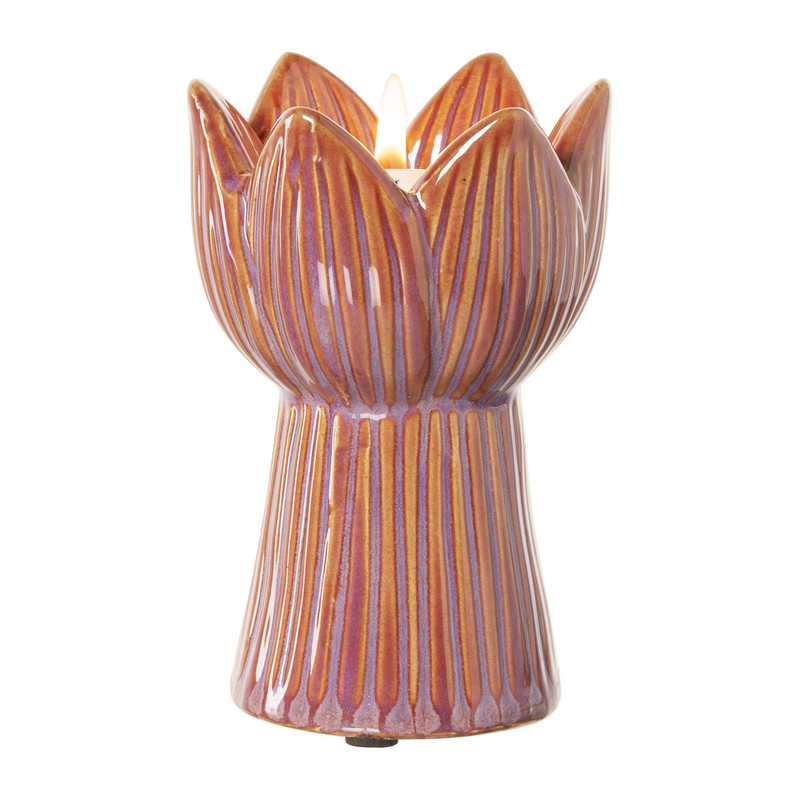 Waxinelichthouder tulp klein - roze - ø8x12 cm