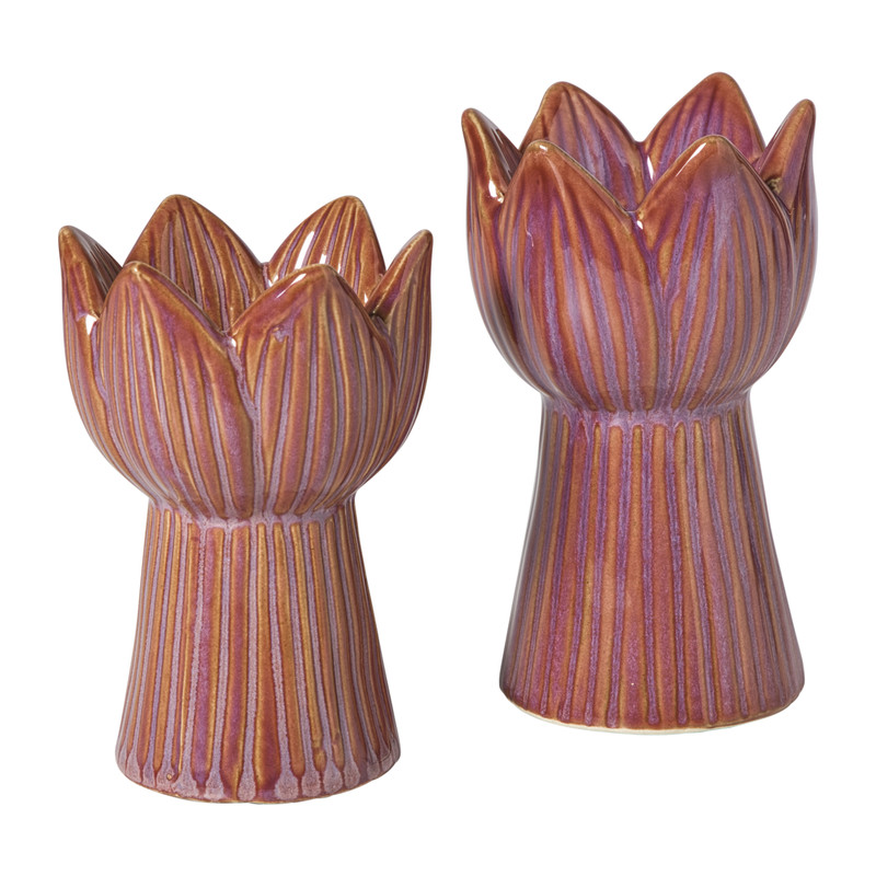 Waxinelichthouder tulp klein - roze - ø8x12 cm