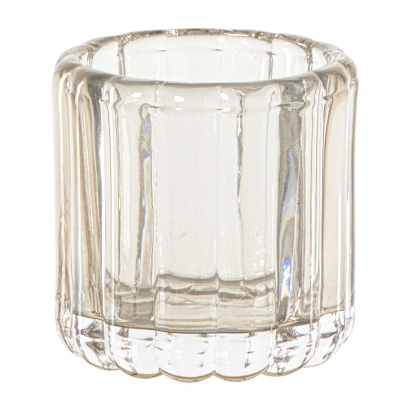 Waxinelichthouder glas klein - beige - ø8.5x8.5 cm